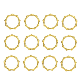 12 טבעות מפיות במבוק פרקי סגנון זהב מחזיק מפיות טבעת על השולחן קישוט, חתונה, מסיבה, יום הולדת