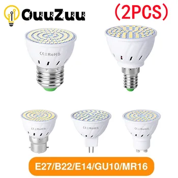 GU10 LED מנורה E27 E14 הזרקורים הנורה 48 60 80leds lampara 220V גו 10 bombillas MR16 gu5.3 Lampada נקודת אור B22 5W 7W 9W