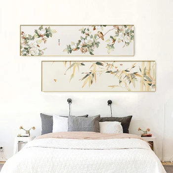 בסגנון סיני בד אמנות ציור הסלון חדר השינה פוסטרים, הדפסים מודרניים נוף אמנות עיצוב הבית קיר באנר תמונה