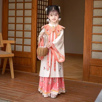 Hanfu נשים סינית מסורתית עממית טאנג חליפה פיות ביצועים בגדים מזרחיים סיני תחפושת ילדים הבמה שמלת ריקוד