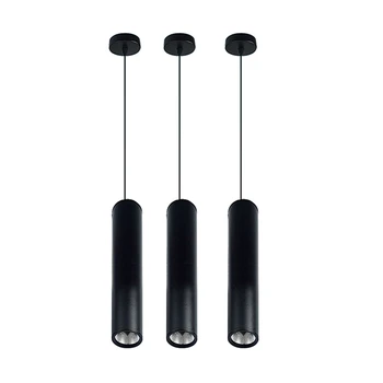 3X שחור באיכות גבוהה מודרני מינימליסטי קפה נברשות לבן חם Led COB זרקורים צינור ארוך המנורה גלילי