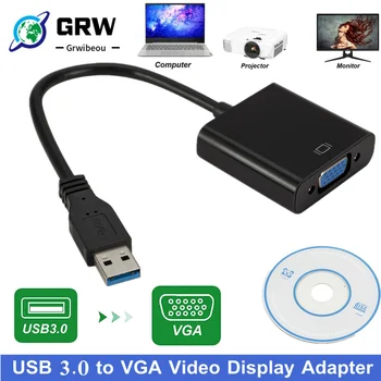 USB 3.0 יציאת וידאו VGA מתאם תצוגה 1080P תצוגה ריבוי חיצוני ממיר כבלים מקרן נייד צג מחשב Windows 7/8