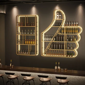 גביע אחסון זהב יין הקבינט בקבוק אור יוקרה קיר בבית היינות בירה מסעדה מדף פורט Bouteille חדר ריהוט