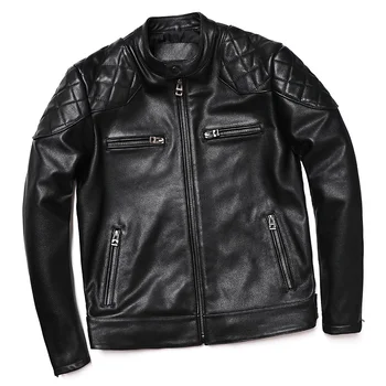 Motorcycl אמיתי מעילי עור לגברים 2023 סגנון פרה אמיתית סלים ביגוד אופנוענים אופנה ז ' קט פרה מעילים S-5XL