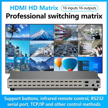 מטריצה HDMI Switcher 1080p 16x16 וידאו Switcher 16 קלט 16 החוצה החלפת מפצל וידאו קיר EDID פנל לחצן Remote/אינטרנט בקרת