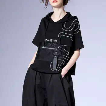 ברדס חולצות נשים אופנה עיצוב הדפסה חופשי חולצה אישית נישה שרוול קצר חולצות 2023 הקיץ מגמה Harajuku חולצת טי