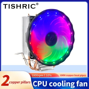 TISHRIC 2 צינורות נחושת CPU Cooler מאוורר 4 פינים PWM RGB שקט מידע LGA 1150 1151 1200 1366 2011 AMD AM3 AM4 CPU Cooling Fan