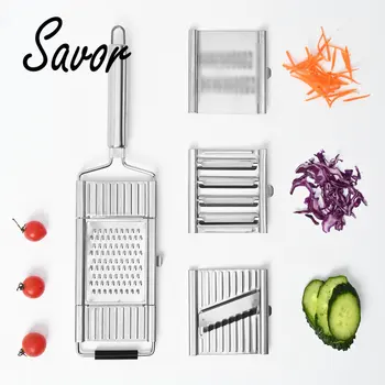 4 ב 1 שרדר חותך ידני נייד נירוסטה ירקות Slicer קל לנקות פומפייה עם ידית רב תכליתי כלי מטבח