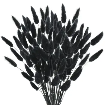 100pcs שחור טבעי באני פלי פרחים מיובשים החווה סידורי פרחים,Lagurus Ovatus,דשא ערבה עיצוב חתונה מלאכה