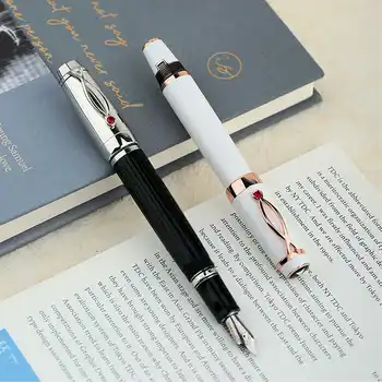 Majohn X1 נשלף עט נובע אירידיום EF F החוד לבן שחור בגודל כיס כתיבה למשרד בית הספר לעסקים דיו שרף מתנה עטים