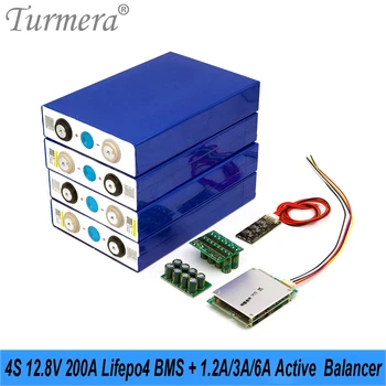 Turmera 12.8 V 4S 200A BMS הגנה לוח עם 1.2 A 3A 6A פעיל איזון על 3.2 V 100Ah 200Ah 280Ah 320Ah סוללת Lifepo4 להשתמש