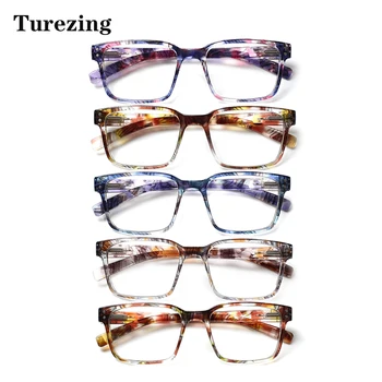 Turezing כיכר פרח מודפס מסגרת משקפי קריאה האביב ציר גברים ונשים HD משקפיים +0--+600