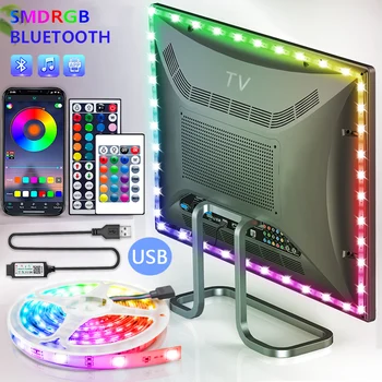 USB LED רצועת אור הקלטת 3535 Bluetooth SMD 5V USB RGB אורות גמיש LED מנורת הקלטת סרט RGB דביק טלוויזיה שולחן העבודה דיודה