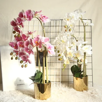 7Heads לטקס הסרט Phalaenopsis פרחים מלאכותיים מגע מציאותי סחלב צמח בונסאי עבור עיצוב חתונה מסיבת השולחן הביתה תצוגה