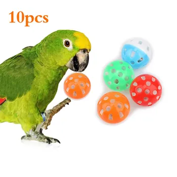 10pcs תוכי צעצוע ביצים כיף צבעוני חלול בל הכדור קול ציפור צעצוע תוכי אימון אינטראקטיבי ללעוס צעצועים ציפורים חיות מחמד אספקה