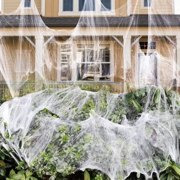 מלאכותי עכביש מפחיד ליל כל הקדושים קישוט של המסיבות אביזרים לבן נמתח קורי עכביש בית האימה הביתה תודה Accessorieifts
