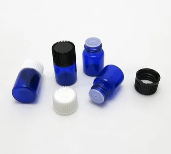 500 X 2 מיליליטר דגימת צבע כחול זכוכית בקבוקי שמן אתרי פתח כמפחית 2cc Emtpy כחול קטן צלוחיות זכוכית עם מכסי פלסטיק