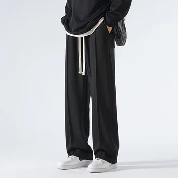 חופשי רחב הרגל המכנסיים חדש בסגנון הקוריאני מוצק צבע ישר מכנסיים חיצונית ריצה טרנינג בתוספת גודל