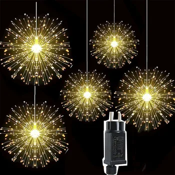 8 מצבי חג המולד דינור אורות מחרוזת 5/10PCS תלוי Starburst פיות הגינה האור האחורית מסיבת חתונה, זרי פרחים עיצוב