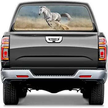 משאית מדבקות - לבן סוסים הדפסה חלון אחורי מדבקות למשאיות החיה חזרה חלון גרפי רכב מדבקות וגרפיקה מדבקה