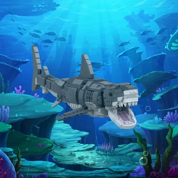 MOC האוקיינוס האדונים-רב-הלוויתן הלבן אבני הבניין מלתעות חיה Sawtooth כרישים לבנים DIY החינוך צעצועים לילדים מתנה