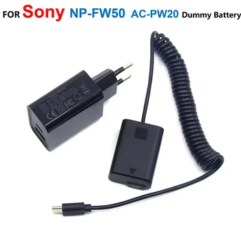 AC-PW20 NP FW50 מזויף סוללה USB Type C כבל חשמל+PD מטען מתאם עבור סוני A7R ZV-E10 A6500 A6300 A6000 SLTA55 NEXC5 NEX5N