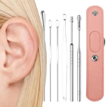 האוזן כלי ניקוי מקצועי מסיר שעווה באוזן כלי עם PU שקית אחסון האוזן ניקוי סט כלי האוזן מגרד את האוזן שעווה מסיר כלי