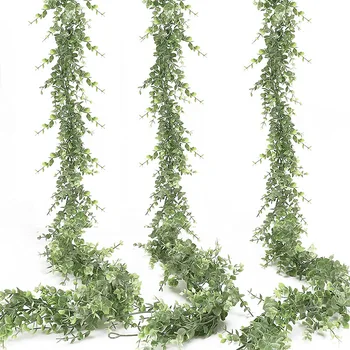 3pcs 6ft מלאכותי אקליפטוס גרלנד קש חתונה קישוט תלייה על קיר מזויף לשתול גפנים עבור בית גן ירוק מזויף צמחים