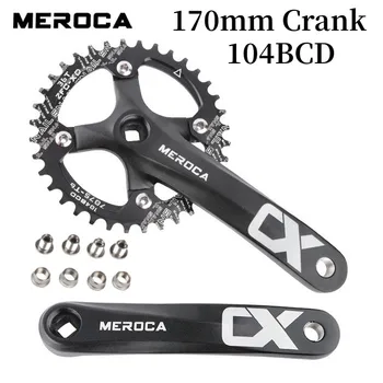 MEROCA אופניים קראנק Chainwheel 104BCD אופניים Crankset סגסוגת אלומיניום עם הריבוע התחתון חור 170mm קראנק 32/34/36/38/40/42T הרישוי.