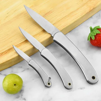 3 חתיכות פרי סכין מטבח חדה נירוסטה מתקפלת סכין ירקות קילוף סכין נייד כיס אביזרים למטבח