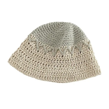 Handwoven דלי כובע צנורים כובע כפת עבור טיולים חיצוני מתנה לנשים