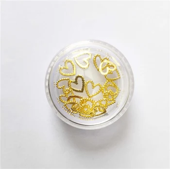 זהב מתכת אמנות ציפורן לב קסמי Nailart אביזרים Rhinestones ציפורניים עיצוב 3d מדבקות בקבוק חדש מניקור יפני Decors