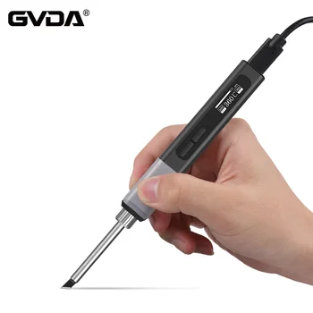GVDA חכם חשמליים הלחמה ברזל ערכת ריתוך חום תיקון כלים 65W נייד לעבד תחנת טיפים רתך טמפרטורה מתכוונן