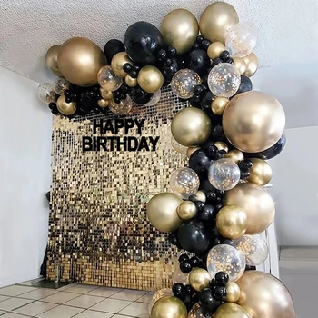 זהב שחור בלון גרלנד קשת ערכת בלונים זהב שחור המפלגה קישוט 30 מבוגרים יום הולדת בלונים לחתונה למסיבות