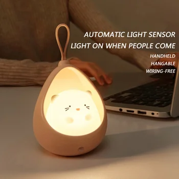 אור LED לילה חיישן שליטה של בעלי חיים חמודים האנושי אינדוקציה המנורה לילדים ילדים השינה נטענת USB GL434