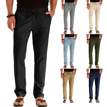 גברים קלאסי מוצק צבע המכנסיים דק שטחי כותנה אלסטי המותניים מכנסיים עסקי אופנה למתוח רזה זכר את המכנסיים.