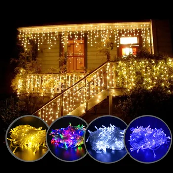 נטיף קרח מסך LED מחרוזת האור נופלות 0.6-0.8 מ ' בחורף רחוב בית חג המולד בחוץ גרלנד קישוטים הביתה האיחוד האירופי 220V