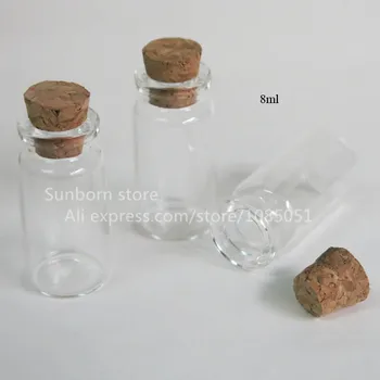 1000 יח ' /הרבה 8ml בקבוק זכוכית עם פקק, דוגמת בקבוקוני זכוכית, מיני פקק הבקבוק,בקבוקון המבקשים,אחסון בקבוקים