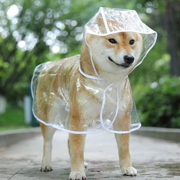הכלב גור שקוף Rainwear מעיל גשם מחמד ברדס מעיל עמיד למים בגדים רך PVC כלבים קטנים מעיל גור פונצ ' ו גשם