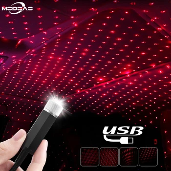הרכב האטמוספירה המקיפה כוכב אור המכונית USB קישוט מנורה אוטומטית גג כוכב אורות הפנים מיני LED כוכבים לייזר