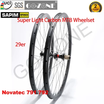 חלקי אופניים 29er MTB גלגלים פחמן אור אולטרה ללא פנימית Novatec791 792 Sapim דרך ציר / מהיר שחרור / דחיפה Novatec גלגלים