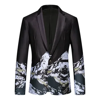 גברים פנאי עסקים מסוגנן מודפס בכיס עיצוב עם שרוולים ארוך חליפה 1-piece suit לגברים באיכות גבוהה