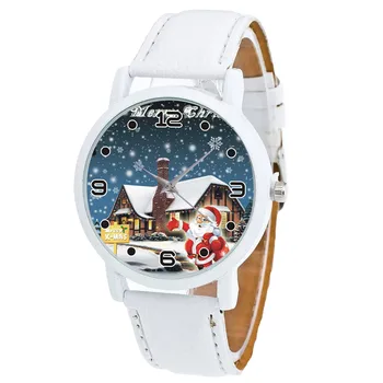 מתנת חג המולד מגמת האופנה Watch עבור גברים ונשים סנטה קלאוס המדורה שלג מנורת קוורץ שעונים ספורט שעון יד סניורה