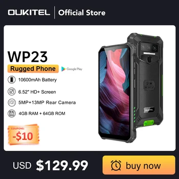 Oukitel WP23 מחוספס אנדרואיד 13 טלפון נייד 4GB 64GB 10600mAh הסוללה הטלפון החכם 13MP מצלמה אחורית 6.52