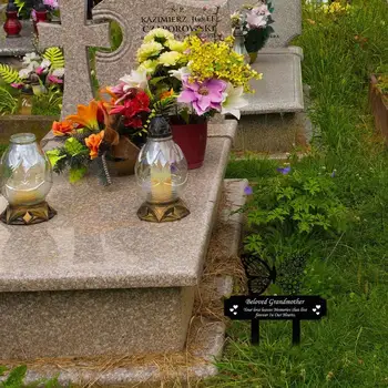 יתד מרוקנת פרפר פרח מכתבים הדפסה דו צדדית בית הקברות שלט סימון מתכת אהדה הקברות כף המאזניים