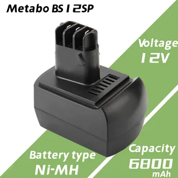 12V 6800mAh Ni-MH remplacement לשפוך Batterie Metabo BS12SP BSZ12 BSZ12 פרימיום BZ12SP Ersetzen 6.25473 6.25474 6.25486