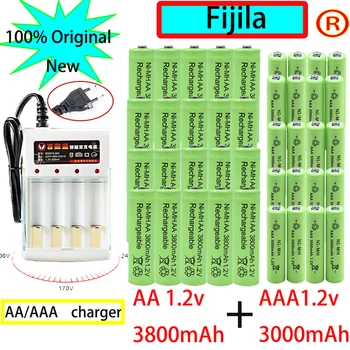 לטווח ארוך AAA סוללות נטענות, 1.2 V aaa 3000mAh, 1.2 V AA3800mAh Ni-MH סוללה עבור מיקרופון ומצלמה עם מטען