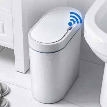 חכם חיישן פח אשפה אלקטרוני אוטומטי ביתיים שירותים שירותים עמיד למים צר התפר אחסון דלי בית חכם אשפה