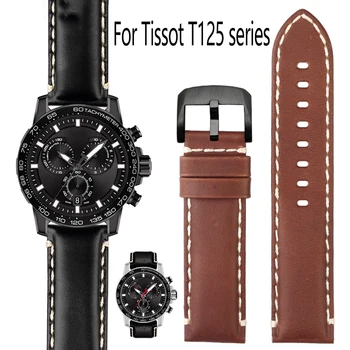 צמיד Tissot מהר מעז סדרה T125617A של גברים באיכות גבוהה שעון רצועה עם אביזרים T116617 עור רצועת שעון 22mm