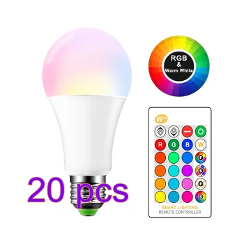 20pcs E27 LED 16 שינוי הצבע RGB קסם הנורה מנורת 10/15W 85-265V RGB Led אור הזרקורים + שלט רחוק IR